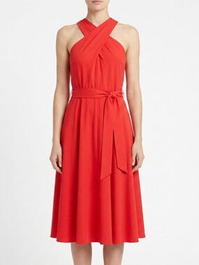 NWT Tahari asl red fit and flare belted mid Red Dress size 10